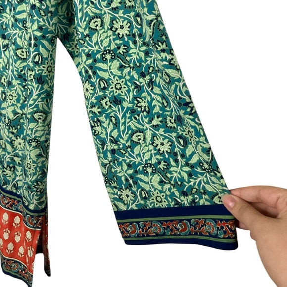 Belle by Kim Gravel Floral Boho Print Knit Top Paisley Tapestry Popover Green 2X - Picture 3 of 6